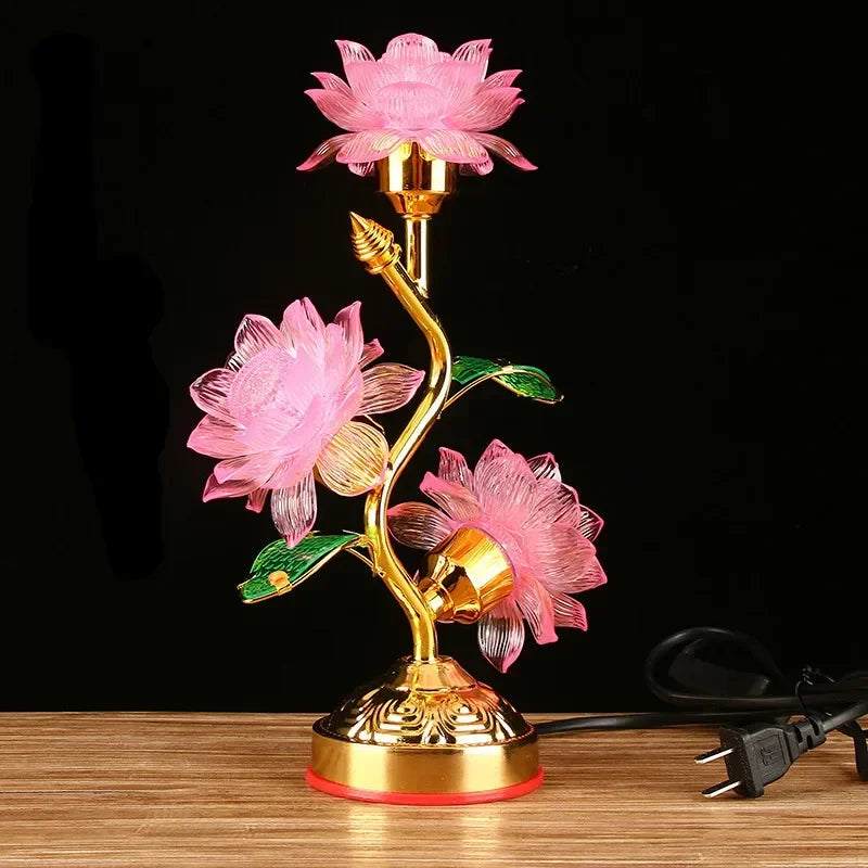 luminária de mesa decorativa, luminária flor de lótus, abajur decorativo led, luminária oriental colorida, luminária de mesa quarto