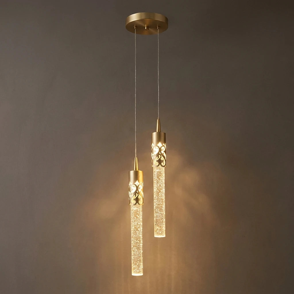 Lustre Pendente de Cristal LED Tubular 1 a 5 Luzes