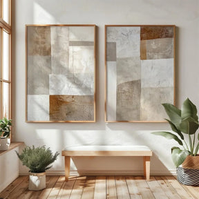 Quadro Decorativo Montanhas Wabi-Sabi Kit 2 Peças