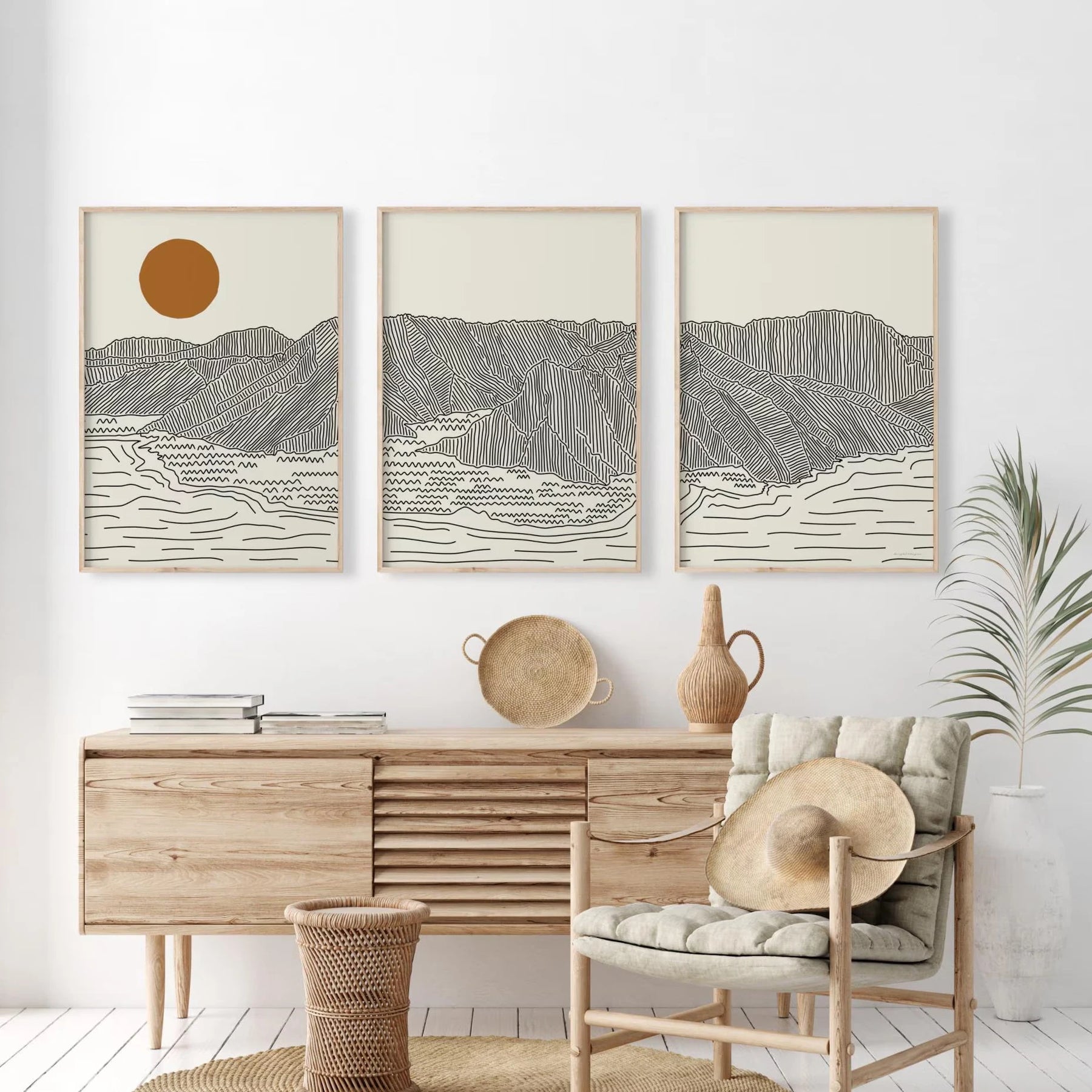 Quadro Decorativo Alpes Japoneses Kit 3 Peças