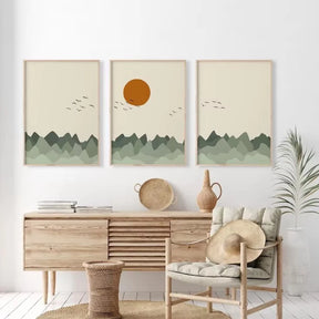 Quadro Decorativo Alpes Japoneses Kit 3 Peças