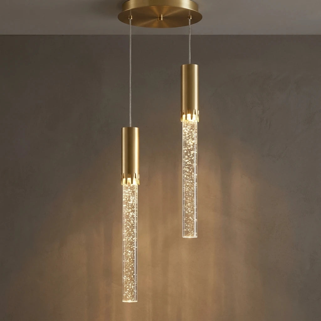 Lustre Pendente de Cristal LED Tubular 1 a 5 Luzes