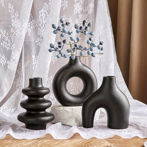 Kit de Vasos Decorativos Orgânicos de Cerâmica