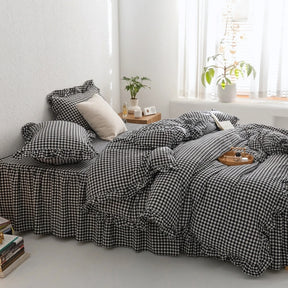 Jogo de Cama Xadrez com Capa de Edredom 3 Peças