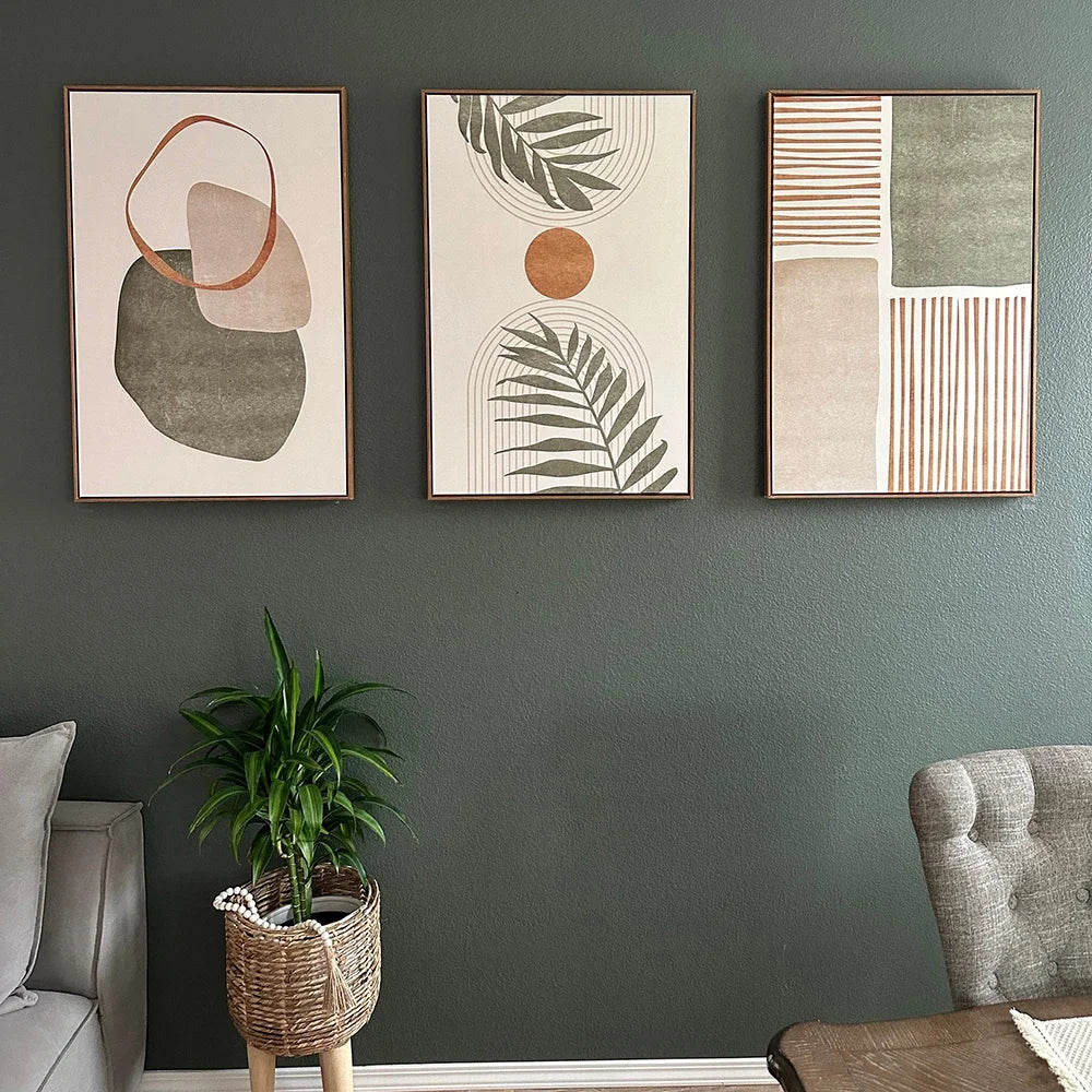 Quadro Decorativo Folhas Tropicais Kit 3 Peças
