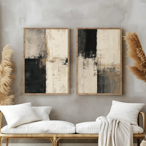 Quadro Decorativo Montanhas Wabi-Sabi Kit 2 Peças