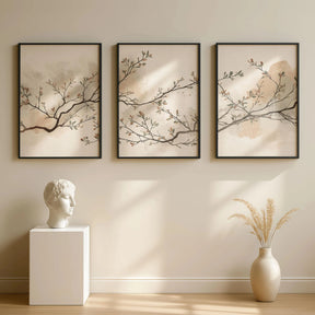 Quadro Decorativo Botânico Japandi Kit 3 Peças