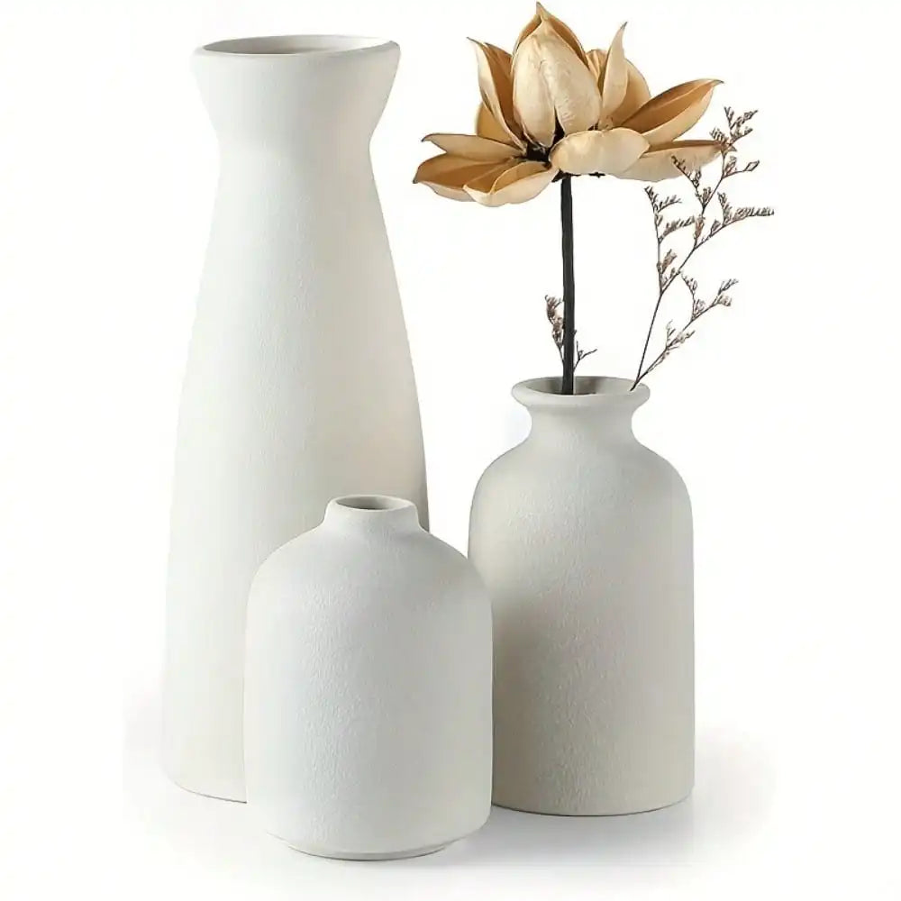Kit 3 Vasos Decorativos de Cerâmica Boho