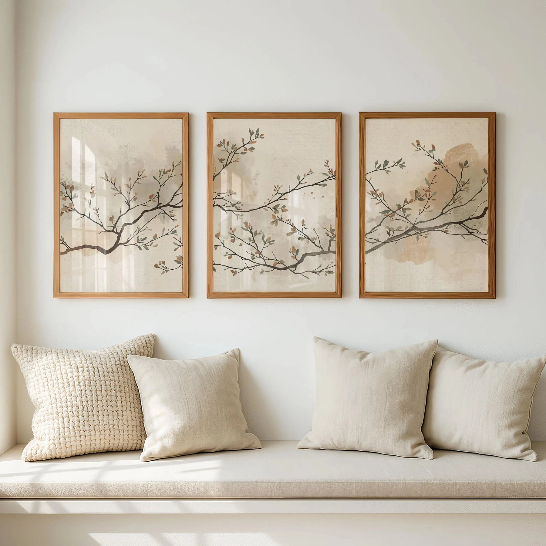 Quadro Decorativo Botânico Japandi Kit 3 Peças