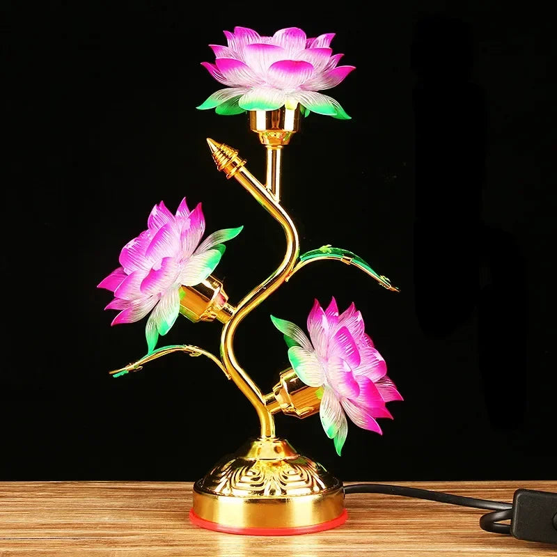 luminária de mesa decorativa, luminária flor de lótus, abajur decorativo led, luminária oriental colorida, luminária de mesa quarto