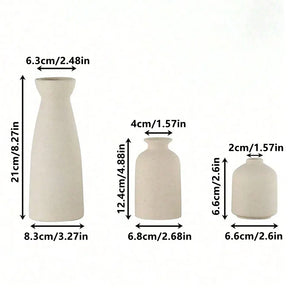 Kit 3 Vasos Decorativos de Cerâmica Boho
