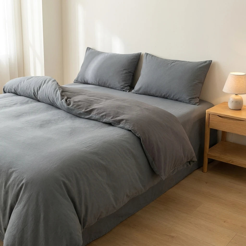 Jogo de Cama de Algodão Liso 4 Peças