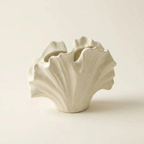 Vaso Decorativo de Cerâmica Folha Nórdico - Branco