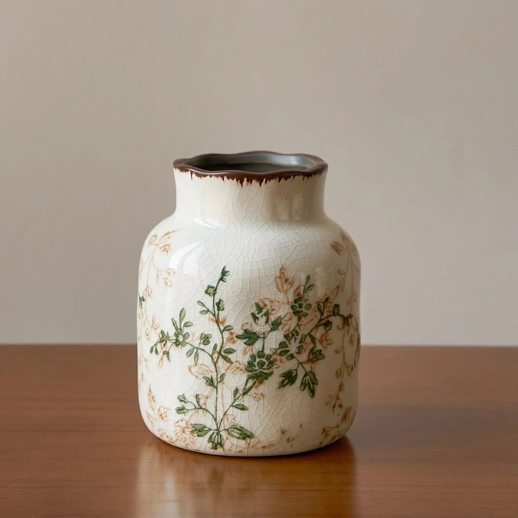 Vaso Decorativo de Cerâmica Retrô Oriental