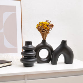 Kit de Vasos Decorativos Orgânicos de Cerâmica