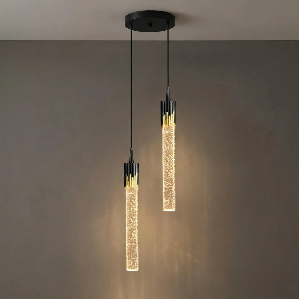 Lustre Pendente de Cristal LED Tubular 1 a 5 Luzes