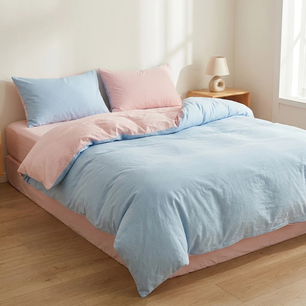 Jogo de Cama de Algodão Liso 4 Peças