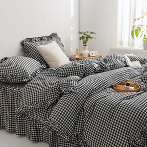 Jogo de Cama Xadrez com Capa de Edredom 3 Peças