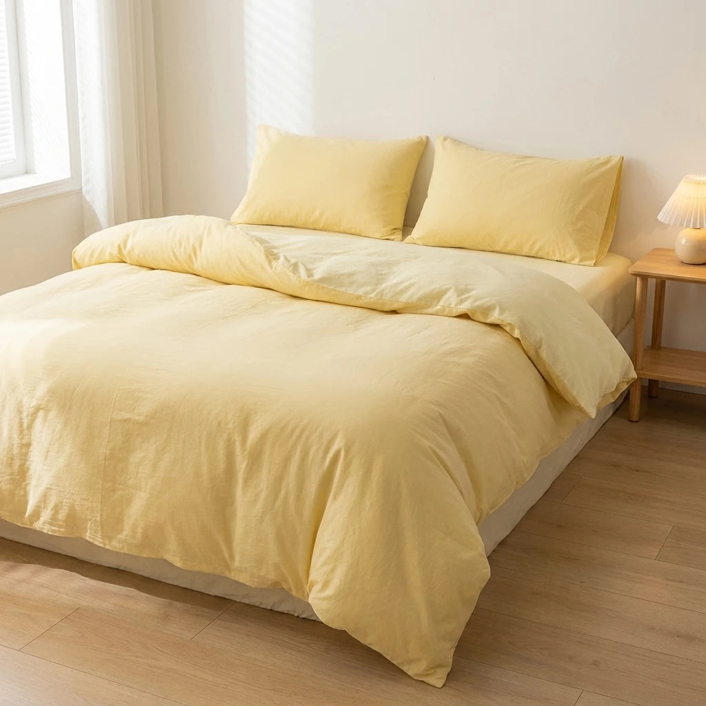 Jogo de Cama de Algodão Liso 4 Peças