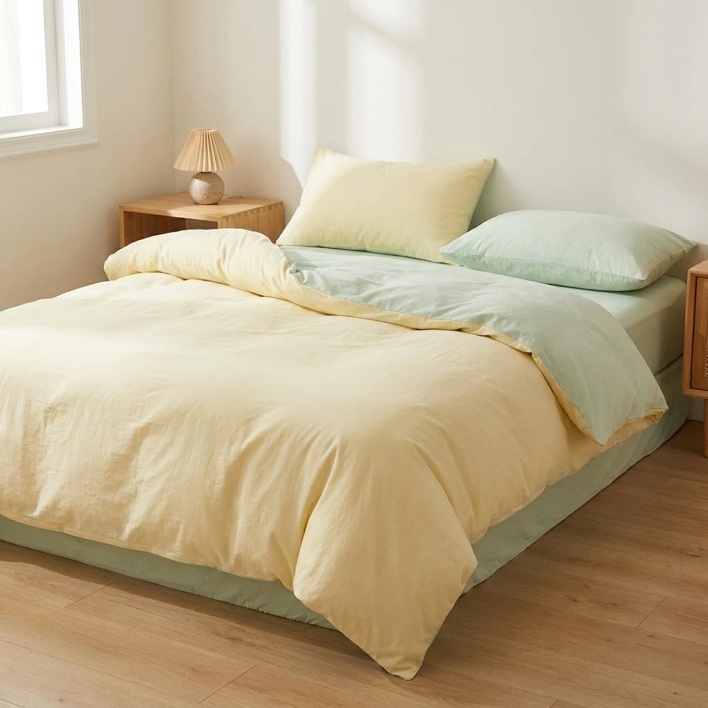 Jogo de Cama de Algodão Liso 4 Peças