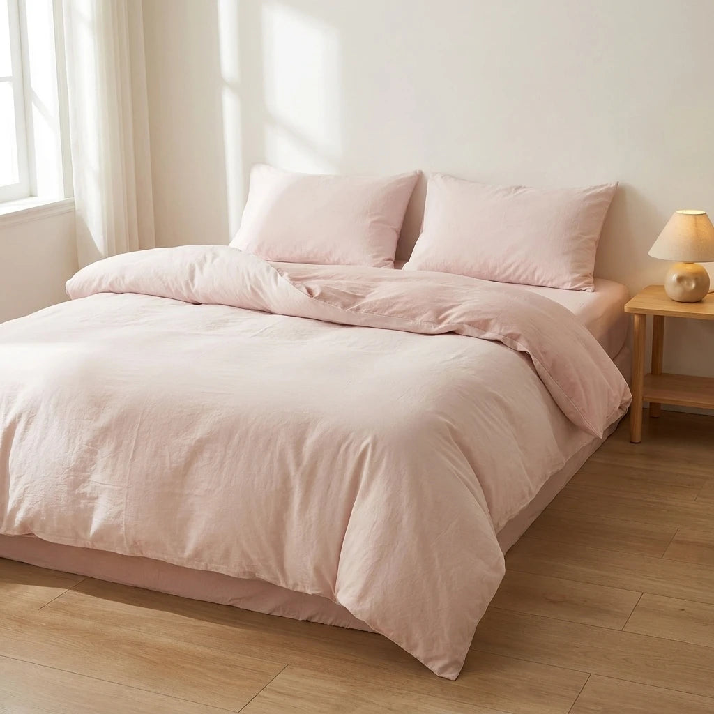 Jogo de Cama Duvet Liso Super Macio - Rosa Claro
