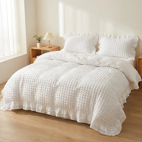 Jogo de Cama Duvet Renda Coreano 3 Peças - Branco