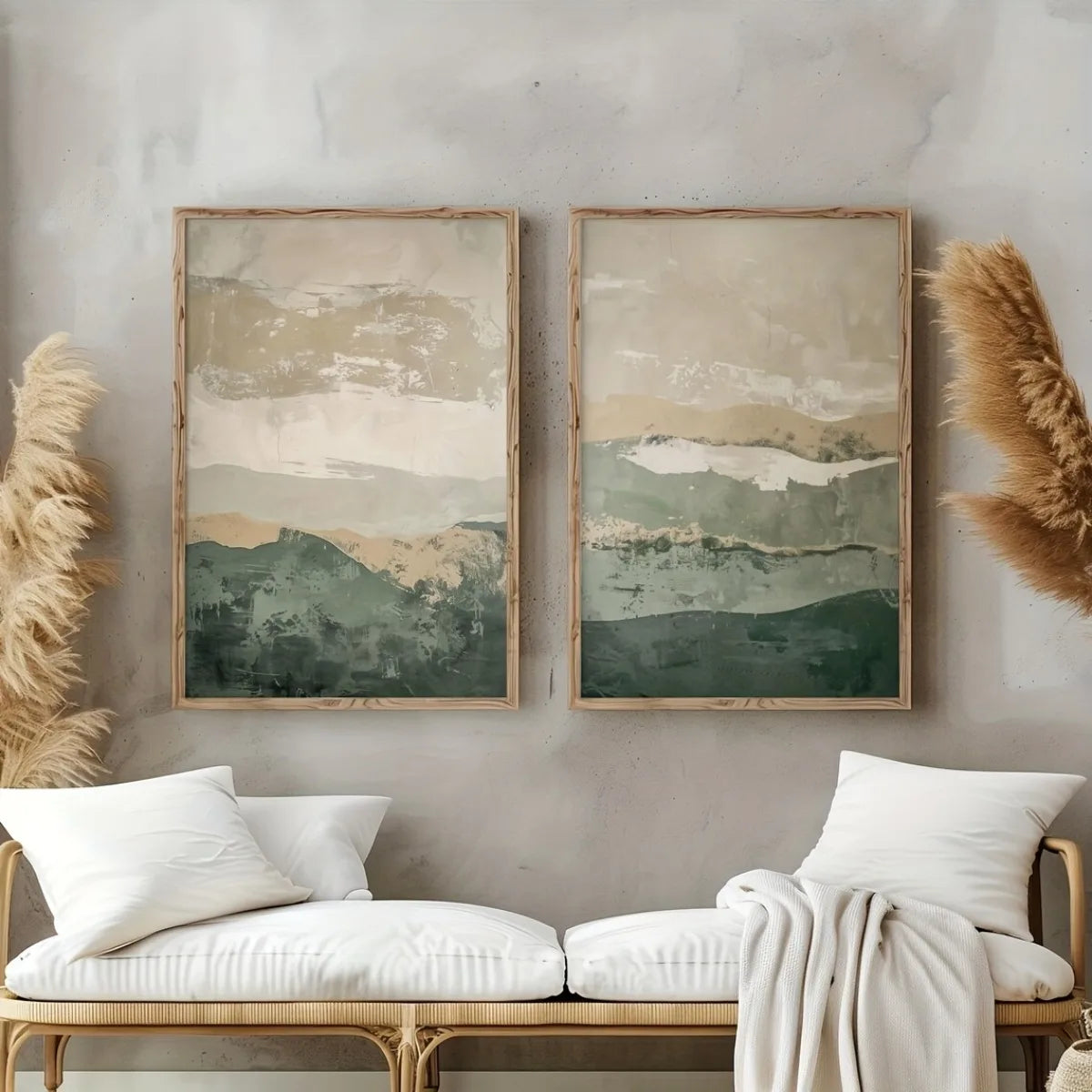 Quadro Decorativo Montanhas Wabi-Sabi Kit 2 Peças