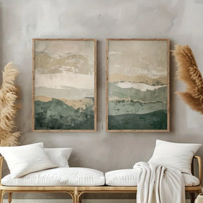 Quadro Decorativo Montanhas Wabi-Sabi Kit 2 Peças
