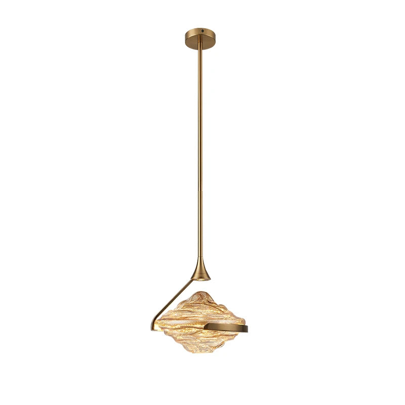 Pendente de Vidro, Luminária Pendente Moderna, Lustre de Teto Decorativo, Iluminação para Sala de Estar, Luminária Dourada de Design



