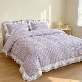Jogo de Cama Duvet Renda Coreano 3 Peças - Violeta