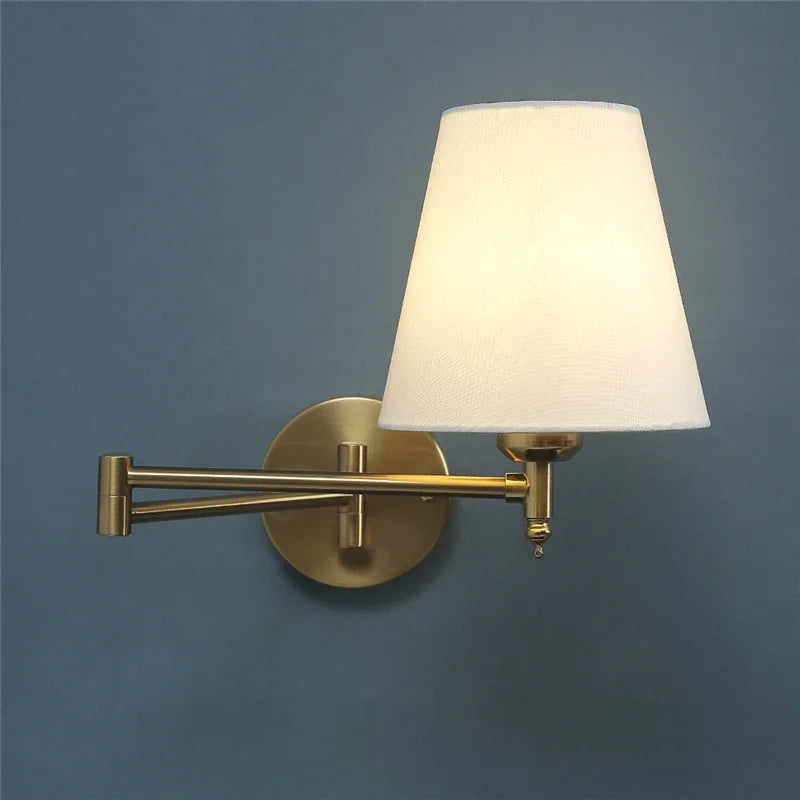 Arandela de Parede Retrô, Arandela com Braço Articulado, Luminária de Parede para Quarto, Iluminação Retrô para Sala, Arandela Clássica com Cúpula