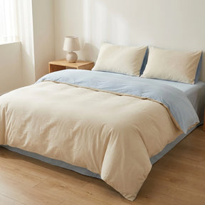 Jogo de Cama Duvet Liso Super Macio - Amarelo Mel e Azul Gelo