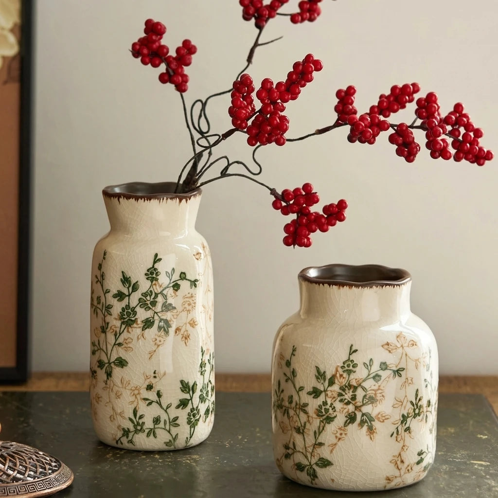Vaso Decorativo de Cerâmica Retrô Oriental