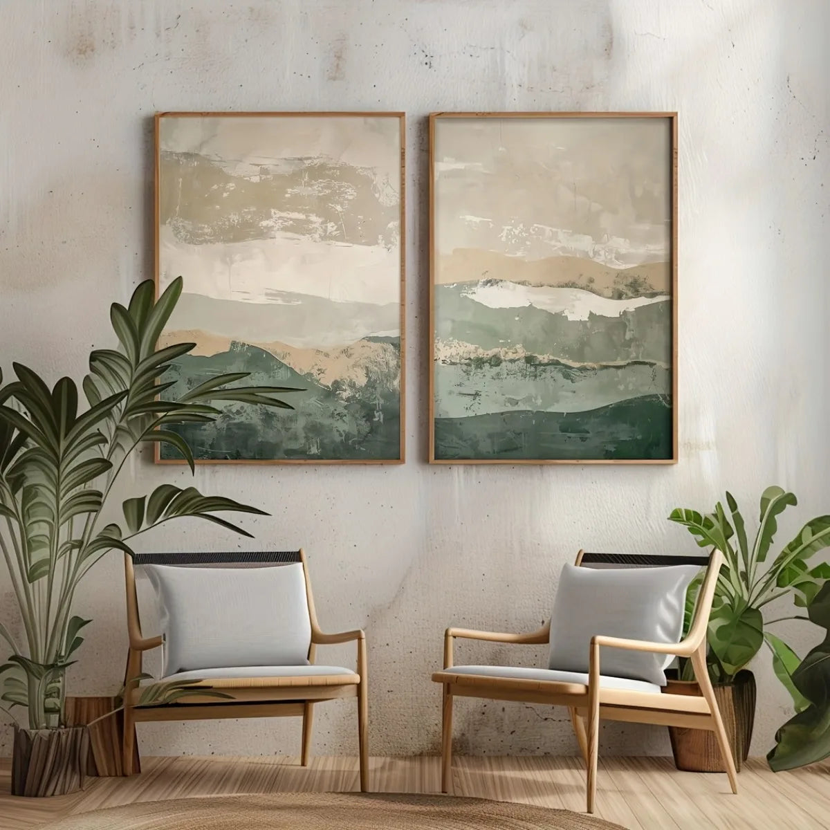 Quadro Decorativo Montanhas Wabi-Sabi Kit 2 Peças