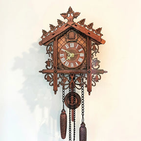 Relógio de Parede Cuco de Madeira Artesanal Silencioso