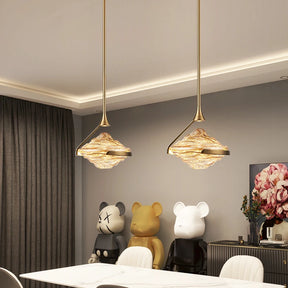 Pendente de Vidro, Luminária Pendente Moderna, Lustre de Teto Decorativo, Iluminação para Sala de Estar, Luminária Dourada de Design




