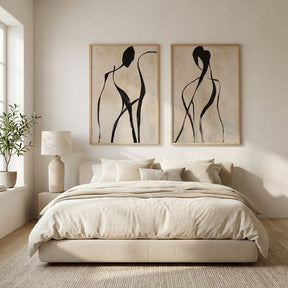 Quadro linha abstrata no quarto