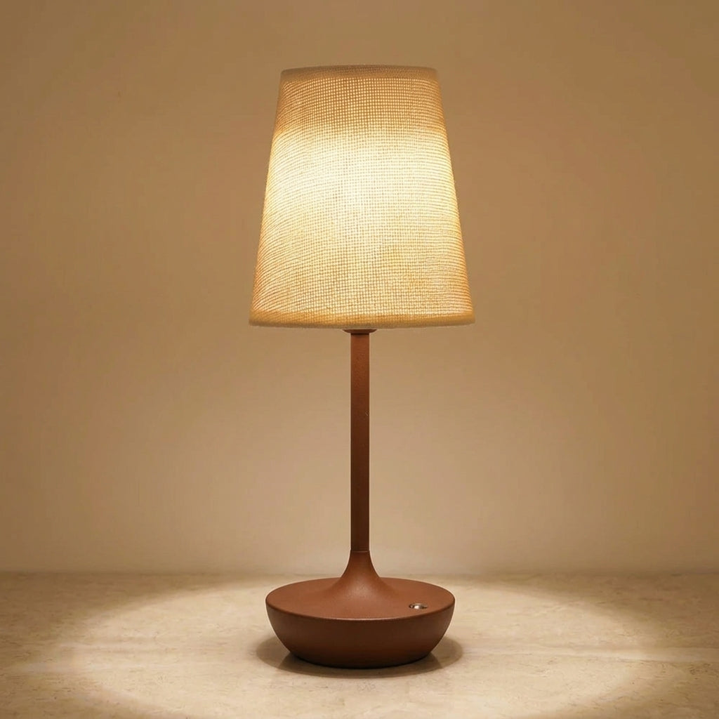 Abajur de Mesa LED Vintage com Cúpula de Tecido