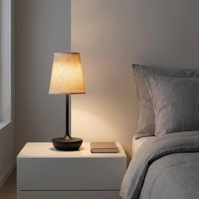 Abajur de Mesa LED Vintage com Cúpula de Tecido - Preto