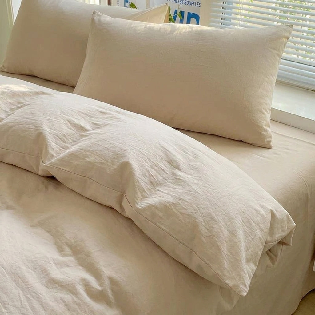 Jogo de Cama de Algodão Liso 4 Peças