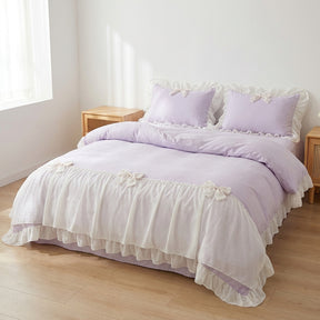 Jogo de Cama Duvet com Babados 3 Peças - Violeta
