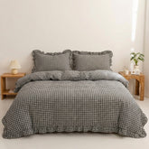 Jogo de Cama Duvet Xadrez 3 Peças - Preto Fosco